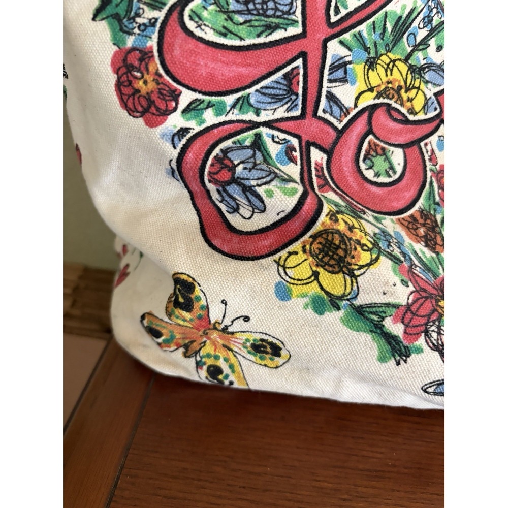 Brighton Love Tweet Canvas Large Tote Bag Birds Heart Butterflies Pink Shoulder - Picture 6 of 9